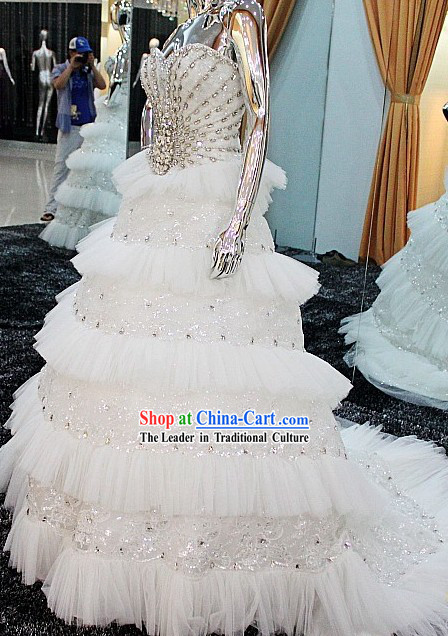 Shinning White Princess Wedding Dress for Bride