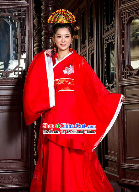 Chinese Classical Lucky Red Wedding Dress and Coronet for Brides