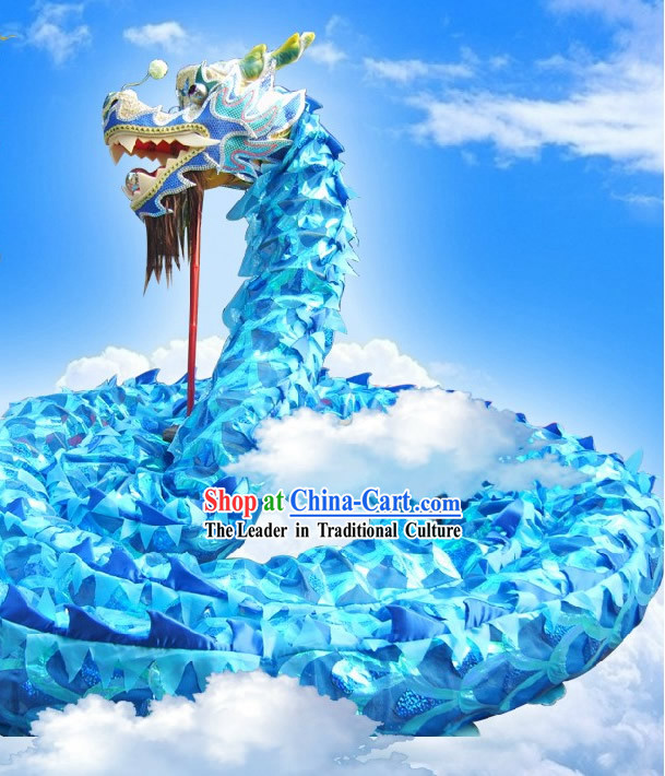 Blue Dragon Head and Body Dance Costume Complete Set