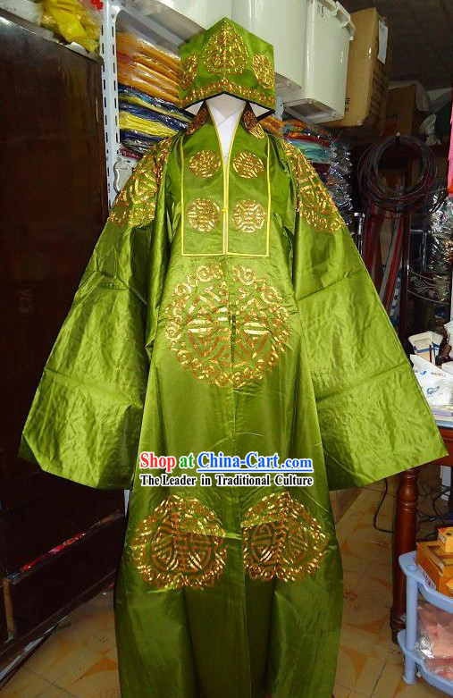 Ancient Chinese Rich People Costume and Hat for Men