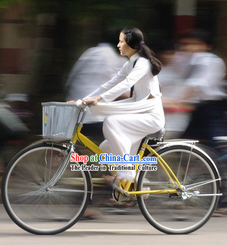 Traditional Vietnam Aodai White Clothing for Women