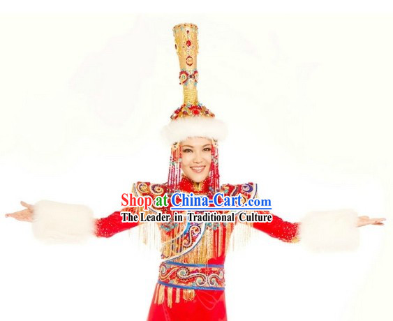 Ancient Mongolian Empress Clothing and Hat for Women