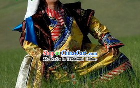 Ancient Chinese Mongolian Wedding Clothing and Hats for Men and Women