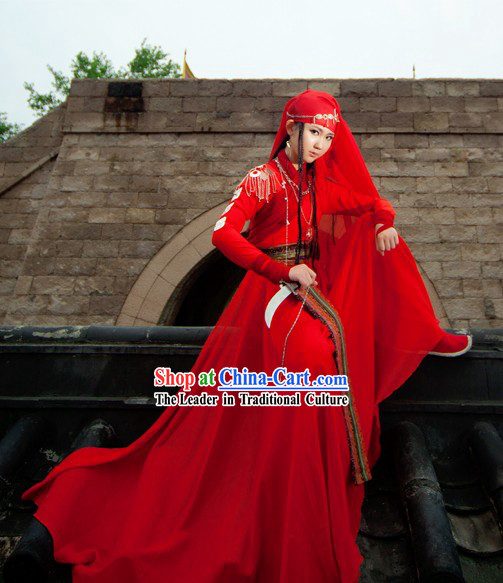 Ancient Chinese Tian Shan Original Tribe Princess Costumes and Headpiece