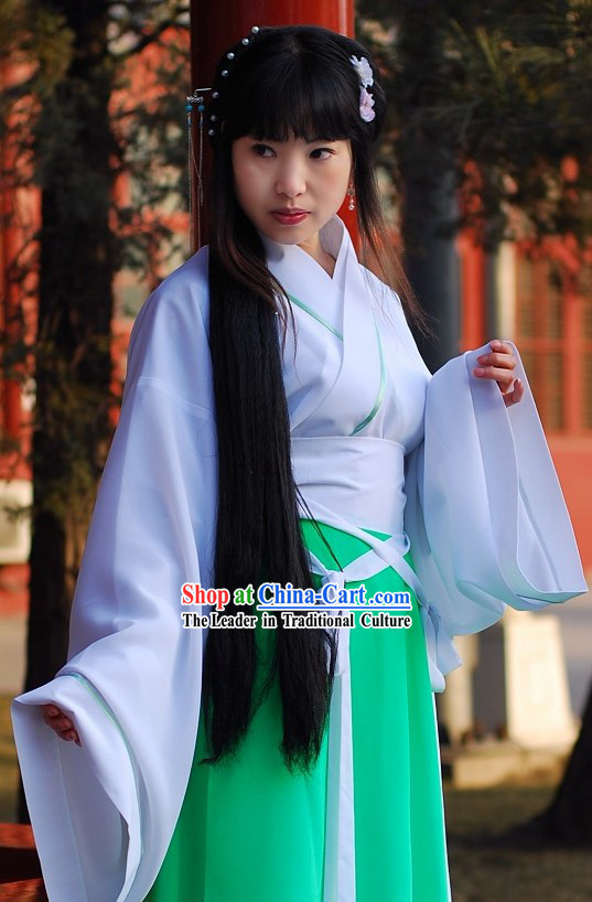 Ancient Chinese Han Fu Color Transition Clothing for Lady