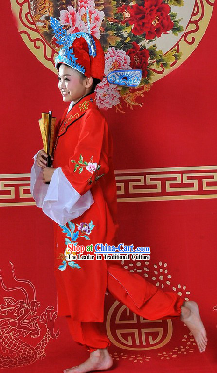 Ancient Chinese Bridegroom Wedding Dress and Crown for Children