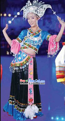 Traditional Miao Clothes and Hat for Women