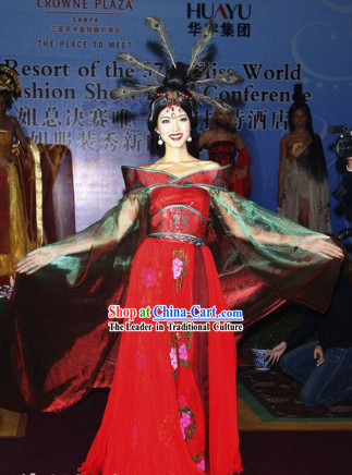 Ancient Chinese Red Imperial Palace Princess Clothing Complete Set for Women