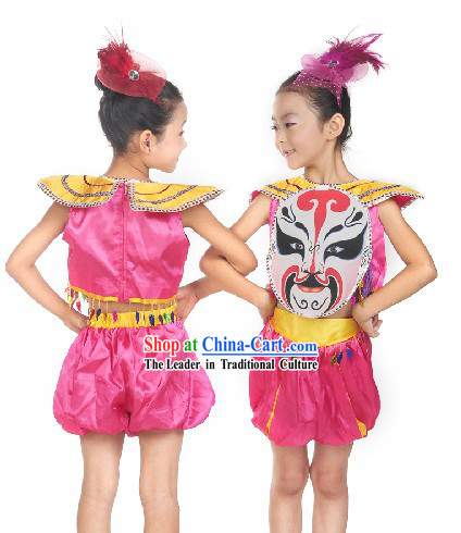 Beijing Opera Mask Stage Performance Dance Costumes for Little Girls