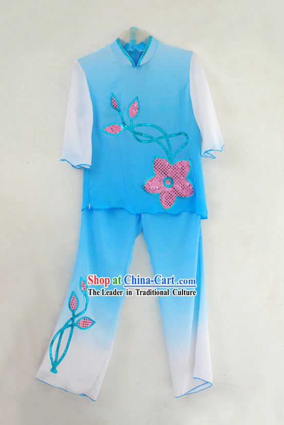 Traditional Blue Fan Dance Costumes for Women