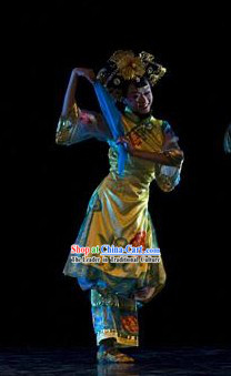 Chinese Imperial Palace Princess Dance Costumes and Headwear Complete Set