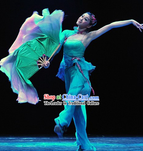 Stage Performance Silk Fan Dance Costumes for Women