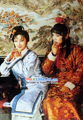 A Dream in Red Mansions Lin Daiyu and Jia Baoyu Costumes and Hair Accessories Complete Sets