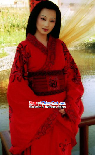 Ancient Chinese Han Dynasty Queen Clothing and Wig Complete Set