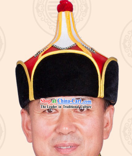 Handmade Traditional Mongolian Chieftain Hat for Men