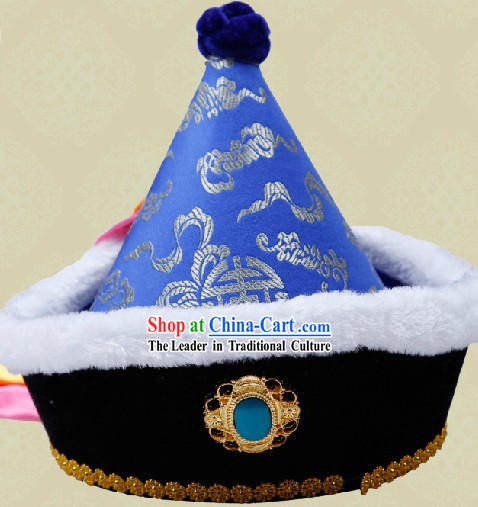 Handmade Traditional Chinese Velvet Mongolian Headdress for Men