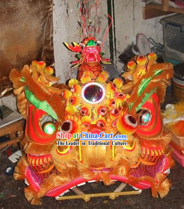 Ancient Style Fut San Dragon Head Lion Dance Costumes Complete Set