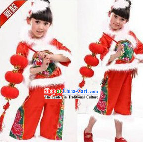 Traditional Chinese Red Lantern Dance Costumes for Girls