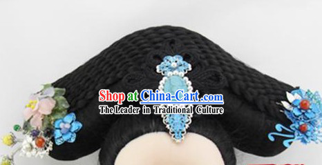 Qing Dynasty Imperial Concubine Handmade Wig and Hair Accessories