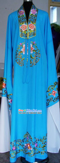 Ancient Chinese Opera Blue Long Sleeve Robe for Men