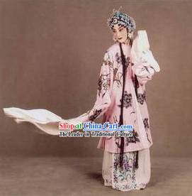 Ancient Chinese Opera Flower Embroidery Young Women Long Sleeve Robe