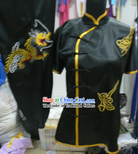 Traditional Chinese Black Silk Tai Chi Uniforms for Women