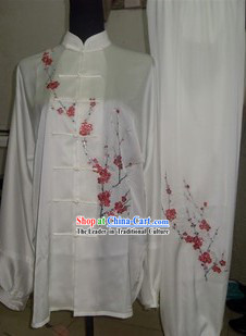 Traditional Chinese White Silk Martial Arts Clothes