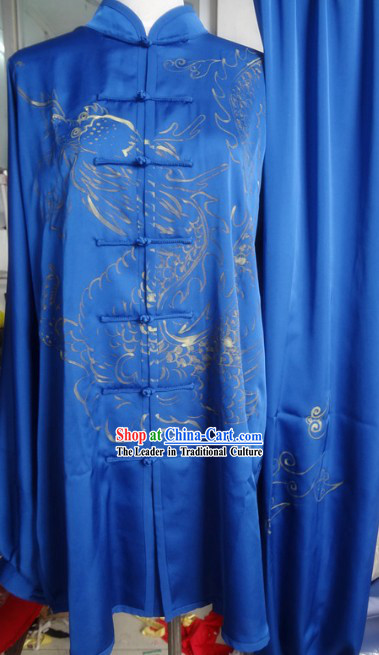 Chinese Classical Blue Dragon Gong Fu Wu Shu Clothes