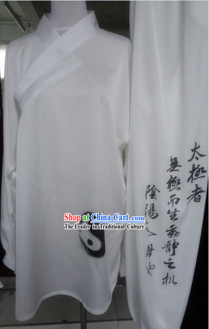 Ancient Chinese White Silk Tai Chi Tai Ji Clothing Complete Set