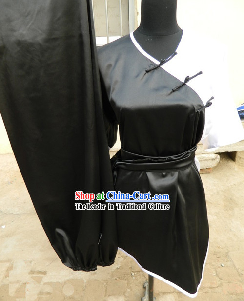 Traditional Chinese Black and White Short Sleeve Gong Fu Uniform