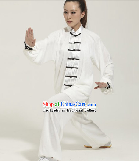 Traditional Chinese White Kung Fu Martial Arts Uniform