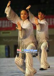 Grey Kung Fu Competition and Practice Costume for Women