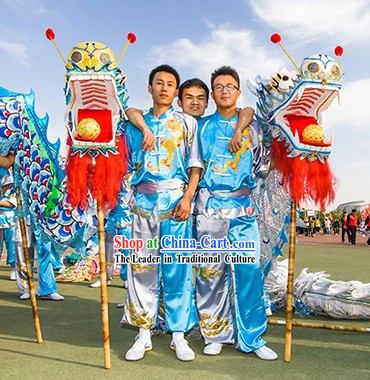 Blue and White Dragon Dancer Costume for Men or Women