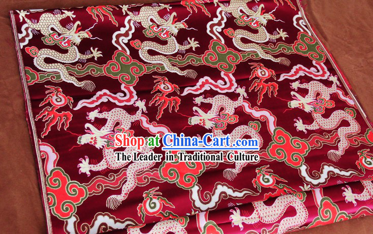 Dark Red Traditional Chinese Dragon Pattern Tibetan Clothes Fabric