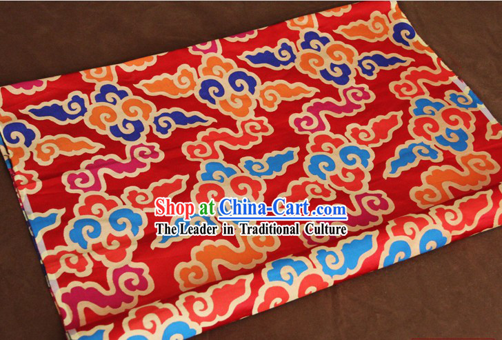 Red Traditional Chinese Cloud Tibetan Fabric