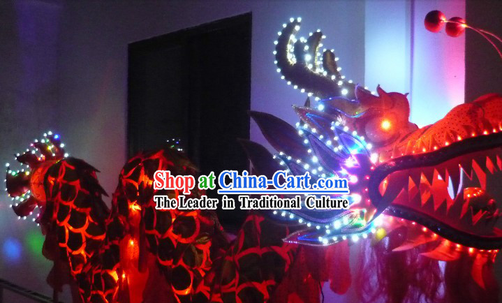 Shinning Golden Dragon LED Lights Style Dragon Dance Costumes for Three to Four Adults
