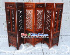 Handmade Traditional Chinese Natural Wood Arts Folding Screen