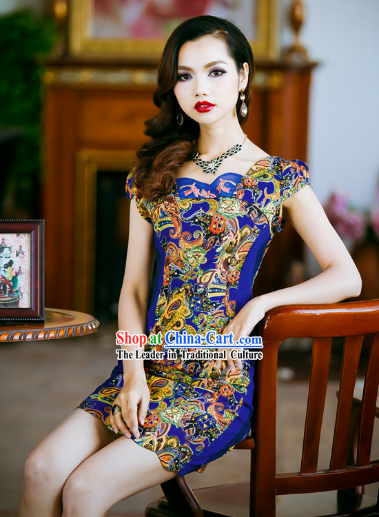 Traditional Chinese Old Shanghai Style Short Cheongsam Qipao