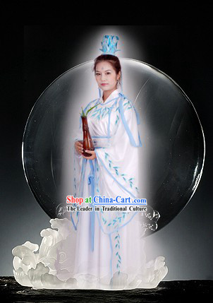 Ancient Chinese Embroidered Leaf Legend Guan Yin Budda Parade Costume