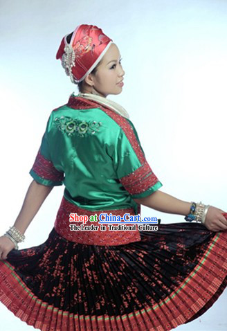 Traditional Chinese Miao Clothes and Necklace and Hat for Women