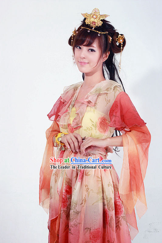 Ancient Chinese Swordswoman Huang Rong Costume for Girls