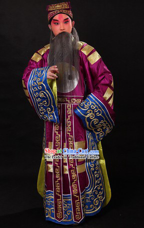 Zhu Geliang Chinese Opera Stage Performance Costumes and Hat for Men