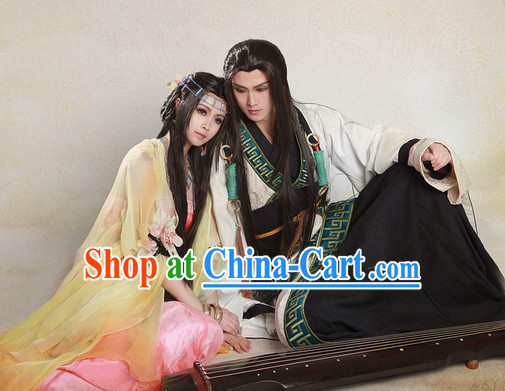 Chinese Fairy Couple Clothes and Headpieces Complete Set