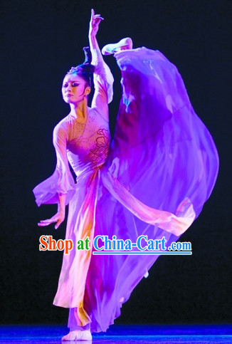 Chinese Classical Solo Dance Costumes and Headwear Complete Set