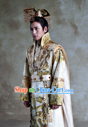 Ancient Korean Imperial Emperor Dragon Clothing and Crown Complete Set