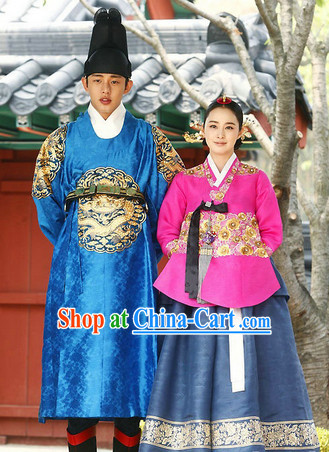 Traditional Korean Imperial Hanboks Dresses 2 Complete Sets