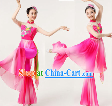 Professional Chinese Group Fan Dancewear and Headwear