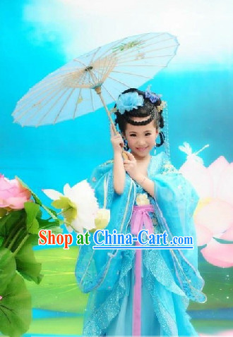 Chinese Traditional Dress and Headwear Complete Set for Children