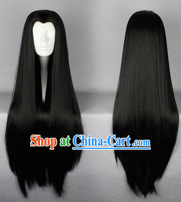 Chinese Classic Black Long Wig for Men