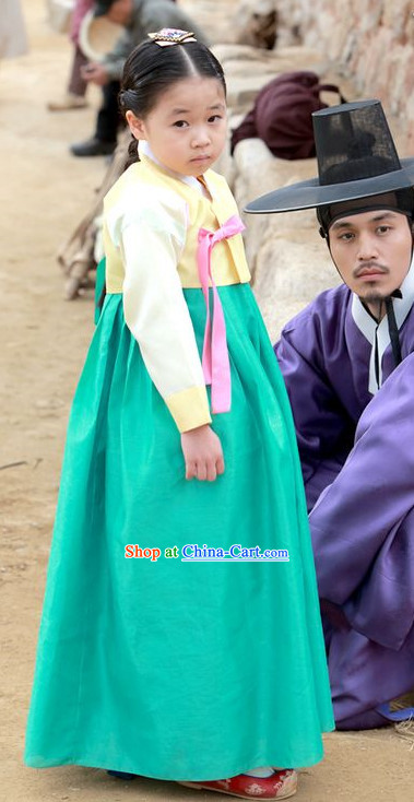 Ancient Korean Hanbok Costumes and Headwear for Kids